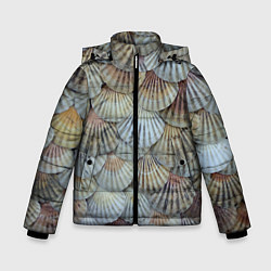 Куртка зимняя для мальчика Морские ракушки - паттерн, цвет: 3D-светло-серый