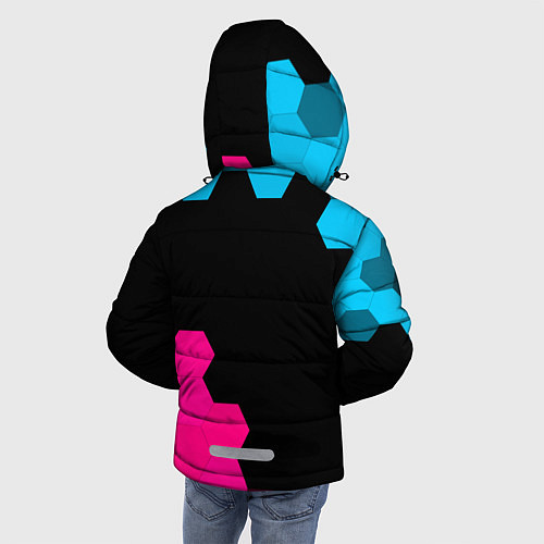 Зимняя куртка для мальчика Counter Strike - neon gradient: символ и надпись в / 3D-Черный – фото 4