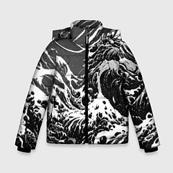 Куртка зимняя для мальчика Черно-белые волны, цвет: 3D-черный