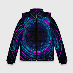 Куртка зимняя для мальчика Неоновый тоннель - портал, цвет: 3D-светло-серый
