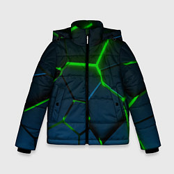 Зимняя куртка для мальчика Разлом зеленых неоновых плит - геометрия