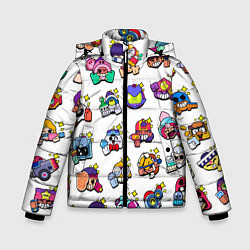 Куртка зимняя для мальчика Особые редкие пины значки Бравл Старс, цвет: 3D-светло-серый