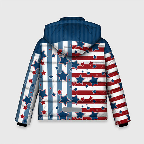 Зимняя куртка для мальчика Blue stars on a striped pattern / 3D-Светло-серый – фото 2
