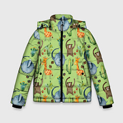 Зимняя куртка для мальчика Африканские животные - слон обезьянка жираф