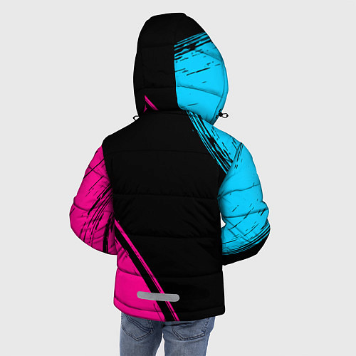 Зимняя куртка для мальчика Brighton - neon gradient: символ и надпись вертика / 3D-Черный – фото 4