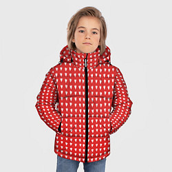 Куртка зимняя для мальчика Красные сердечки паттерн, цвет: 3D-светло-серый — фото 2
