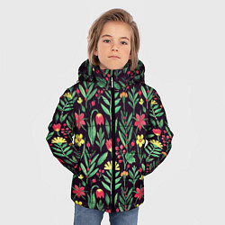 Куртка зимняя для мальчика Цветочный акварельный паттерн, цвет: 3D-светло-серый — фото 2