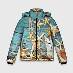 Зимняя куртка для мальчика Натюрморт из сети, морских звёзд и ракушек - лето