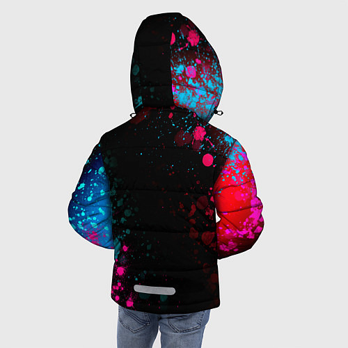 Зимняя куртка для мальчика Leeds United - neon gradient: символ и надпись вер / 3D-Черный – фото 4