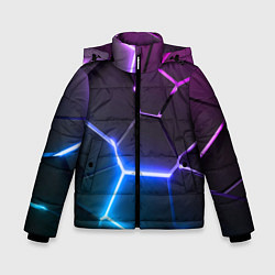 Зимняя куртка для мальчика Фиолетовый градиент - неоновые геометрические плит