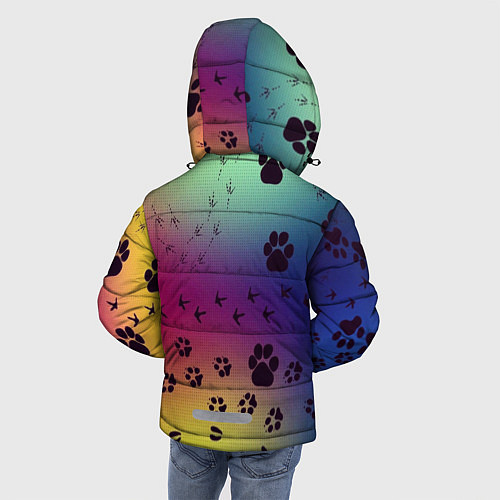 Зимняя куртка для мальчика Следы кошек и птиц / 3D-Черный – фото 4