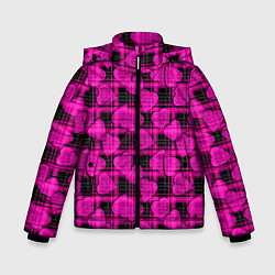 Зимняя куртка для мальчика Black and pink hearts pattern on checkered