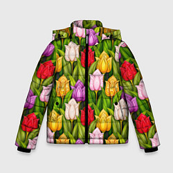 Зимняя куртка для мальчика Объемные разноцветные тюльпаны