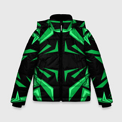 Куртка зимняя для мальчика Фигуры зеленого цвета на черном фоне geometry, цвет: 3D-светло-серый