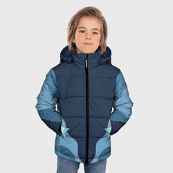 Куртка зимняя для мальчика Голубые линии и звезды Абстрактный принт со звезда, цвет: 3D-светло-серый — фото 2