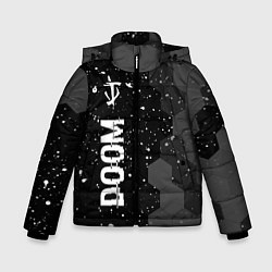 Куртка зимняя для мальчика Doom glitch на темном фоне: по-вертикали, цвет: 3D-черный