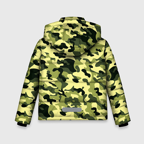 Зимняя куртка для мальчика Камуфляж Зеленые листья / 3D-Светло-серый – фото 2