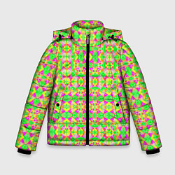 Куртка зимняя для мальчика Желтый, зеленый, малиновый калейдоскопический неон, цвет: 3D-красный