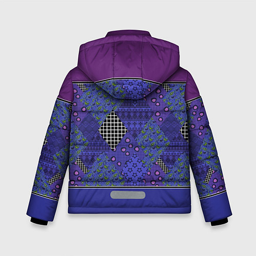 Зимняя куртка для мальчика Combined burgundy-blue pattern with patchwork / 3D-Светло-серый – фото 2