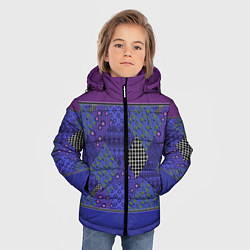 Куртка зимняя для мальчика Combined burgundy-blue pattern with patchwork, цвет: 3D-светло-серый — фото 2