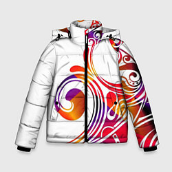 Куртка зимняя для мальчика Узор на белом фоне, цвет: 3D-красный