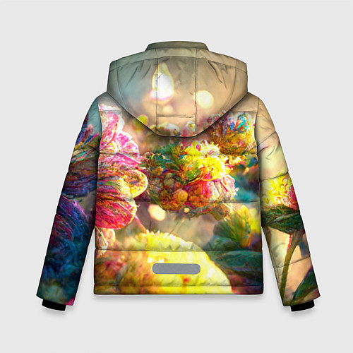 Зимняя куртка для мальчика Цветы абстракция / 3D-Светло-серый – фото 2