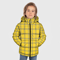 Куртка зимняя для мальчика Классическая желтая клетка, цвет: 3D-светло-серый — фото 2