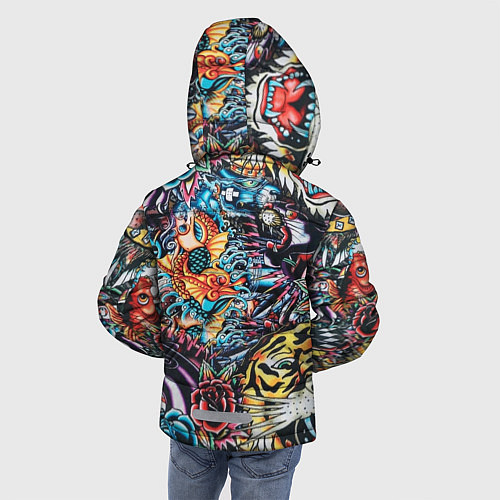 Зимняя куртка для мальчика Татуировки / 3D-Черный – фото 4