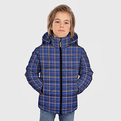 Куртка зимняя для мальчика Синий с горчичным в клетку, цвет: 3D-светло-серый — фото 2