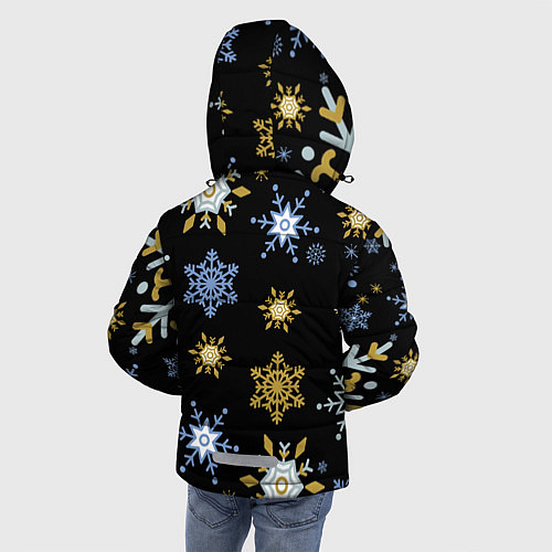 Зимняя куртка для мальчика Новый год снежинки на чёрном фоне / 3D-Черный – фото 4