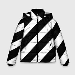 Куртка зимняя для мальчика Черно белые полоски, цвет: 3D-светло-серый
