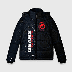 Куртка зимняя для мальчика Gears of War красно-белой лого на темном фоне, цвет: 3D-черный