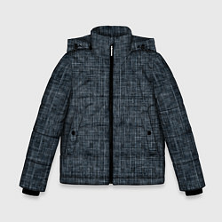 Зимняя куртка для мальчика Черно-синий текстурированный в елочку, под джинсу