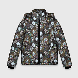 Куртка зимняя для мальчика Череп и женщина, цвет: 3D-светло-серый