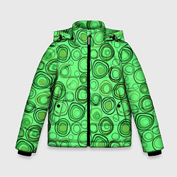 Куртка зимняя для мальчика Ярко-зеленый неоновый абстрактный узор, цвет: 3D-светло-серый