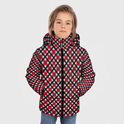 Куртка зимняя для мальчика Красно-черный клетчатый узор шотландка, цвет: 3D-красный — фото 2