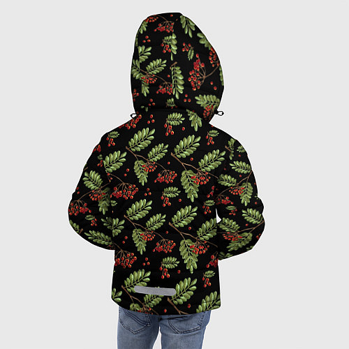 Зимняя куртка для мальчика Ветки рябины на черном / 3D-Черный – фото 4