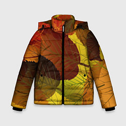 Куртка зимняя для мальчика Осенние крупные листья, цвет: 3D-красный
