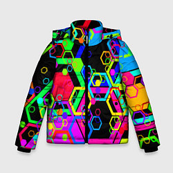 Куртка зимняя для мальчика Разноцветная геометрическая текстура, цвет: 3D-черный