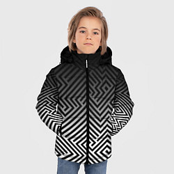 Куртка зимняя для мальчика Геометрические узоры с градиентом, цвет: 3D-черный — фото 2