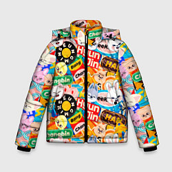 Куртка зимняя для мальчика Skzoo stickers characters, цвет: 3D-черный