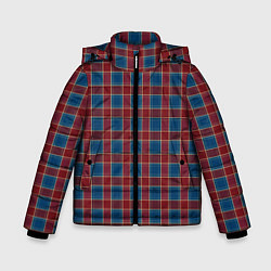 Зимняя куртка для мальчика Красно синий клетчатый узор Шотландка