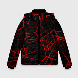 Зимняя куртка для мальчика Красные линии на черном фоне