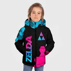 Куртка зимняя для мальчика Zelda - neon gradient: надпись, символ, цвет: 3D-черный — фото 2