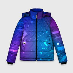 Куртка зимняя для мальчика Абстракция геометрия неон, цвет: 3D-красный