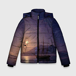 Куртка зимняя для мальчика Парусник у берегов Крыма в лунную ночь Айвазовский, цвет: 3D-красный