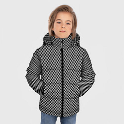Куртка зимняя для мальчика Абстрактная чёрно-белая мозаика, цвет: 3D-красный — фото 2