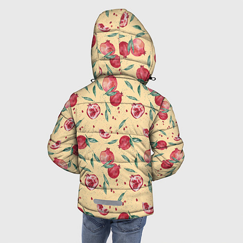 Зимняя куртка для мальчика Узор с акварельными гранатами / 3D-Черный – фото 4