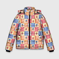 Зимняя куртка для мальчика Геометрический узор Домики