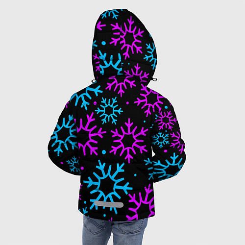 Зимняя куртка для мальчика Неоновые снежинки / 3D-Черный – фото 4